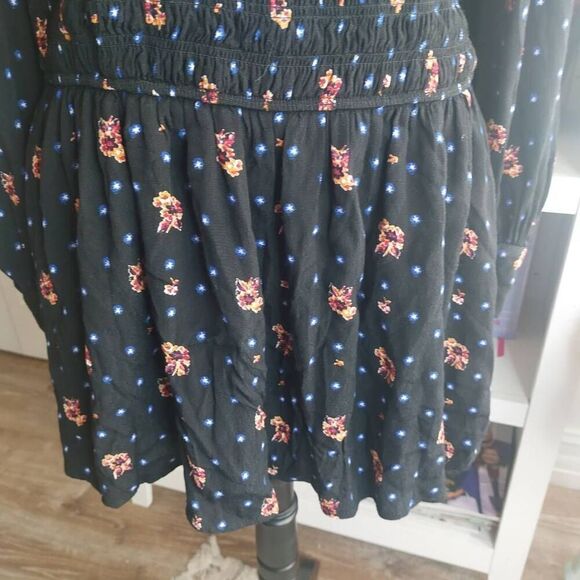 Free People Two Faces Print Mini Dress Smocked Bodice Size Small - Picture 6 of 9